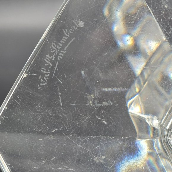 Vintage Val St Lambert Gardenia Lead Crystal Hexagonal Candlestick Holder JE3813 - Picture 5 of 8